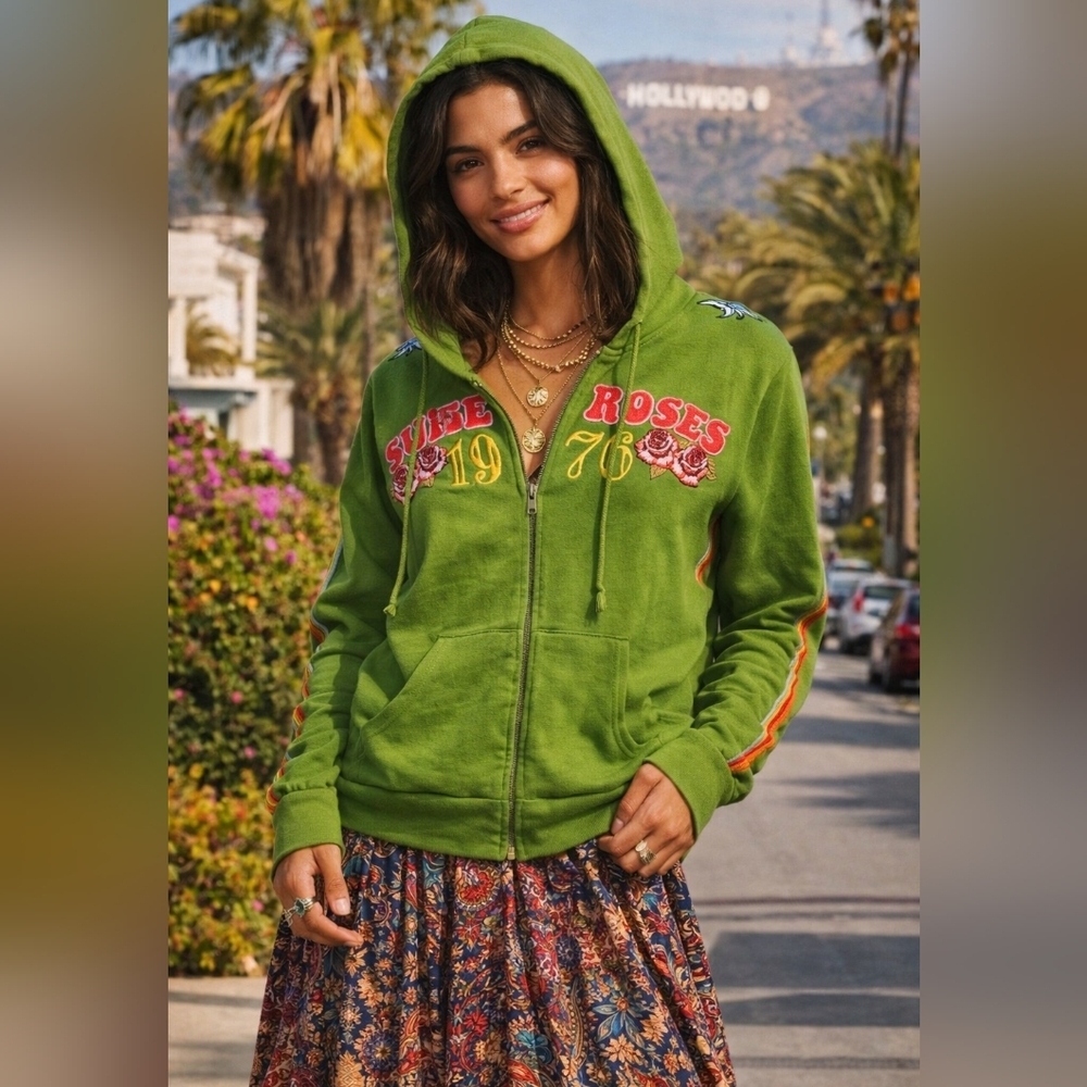 JWLA by Johnny Was Suede Roses 1976 Embroidered Hoodie